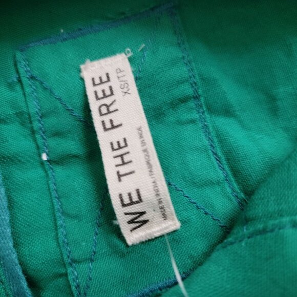 Free People Strawberry Shirt Womens XS Green Embroidered Vintage Oversized Retro - Picture 6 of 8